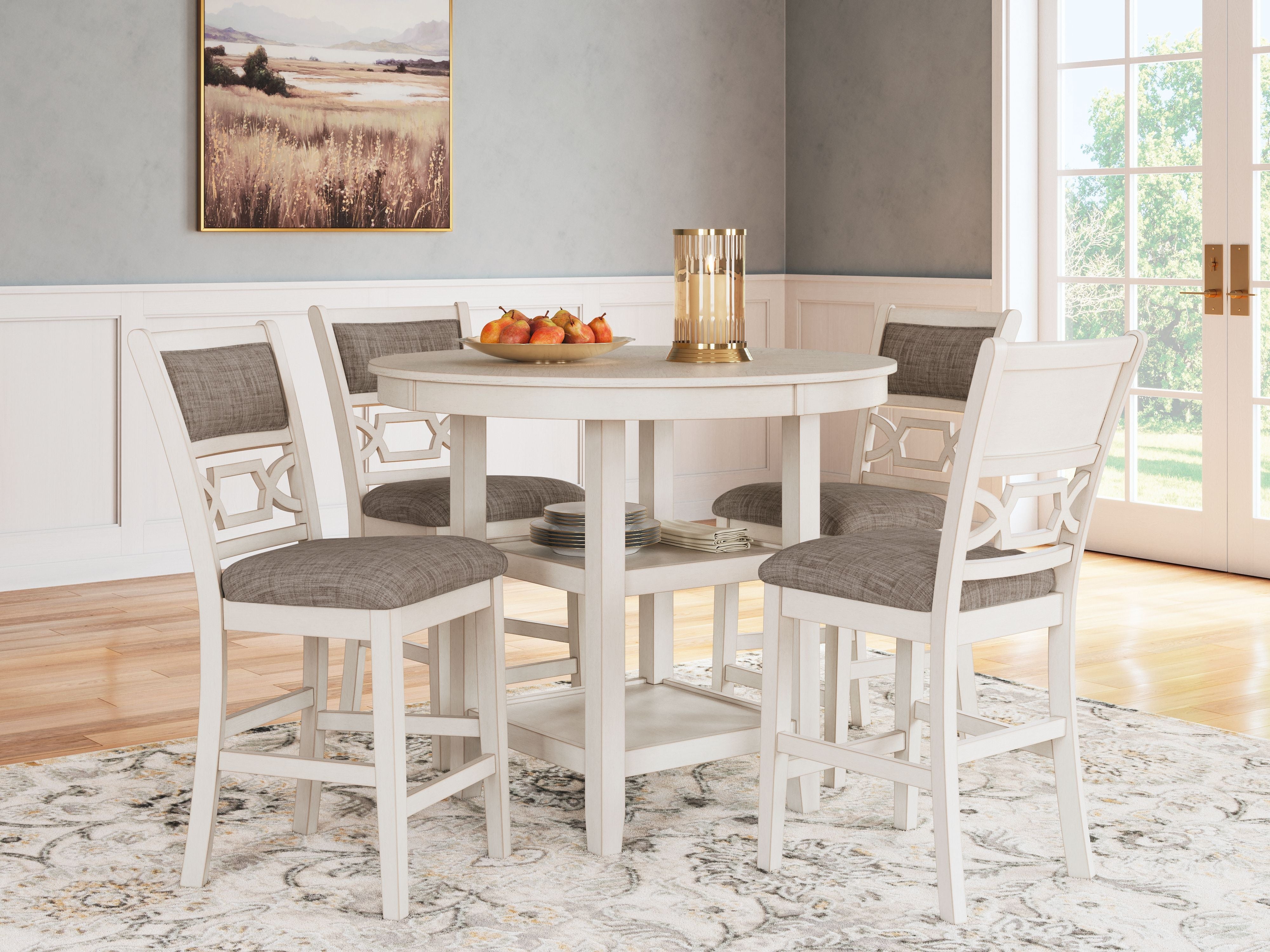 Signature Design by Ashley® Erinberg - Antique White - Dining Room Counter Table Set (Set of 5) | Meri Furniture