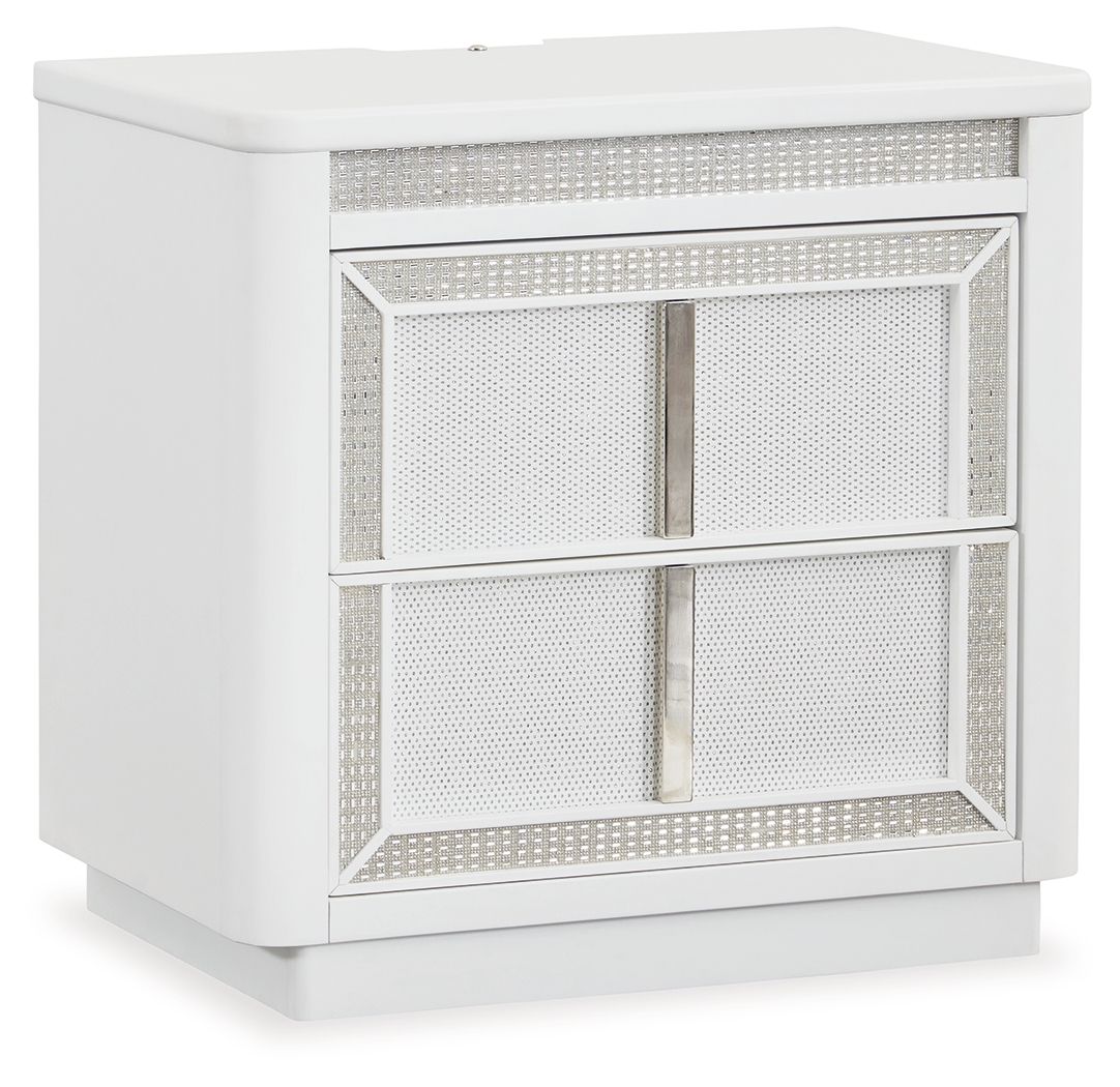 Signature Design by Ashley® Chalanna - White - Two Drawer Night Stand | Meri Furniture