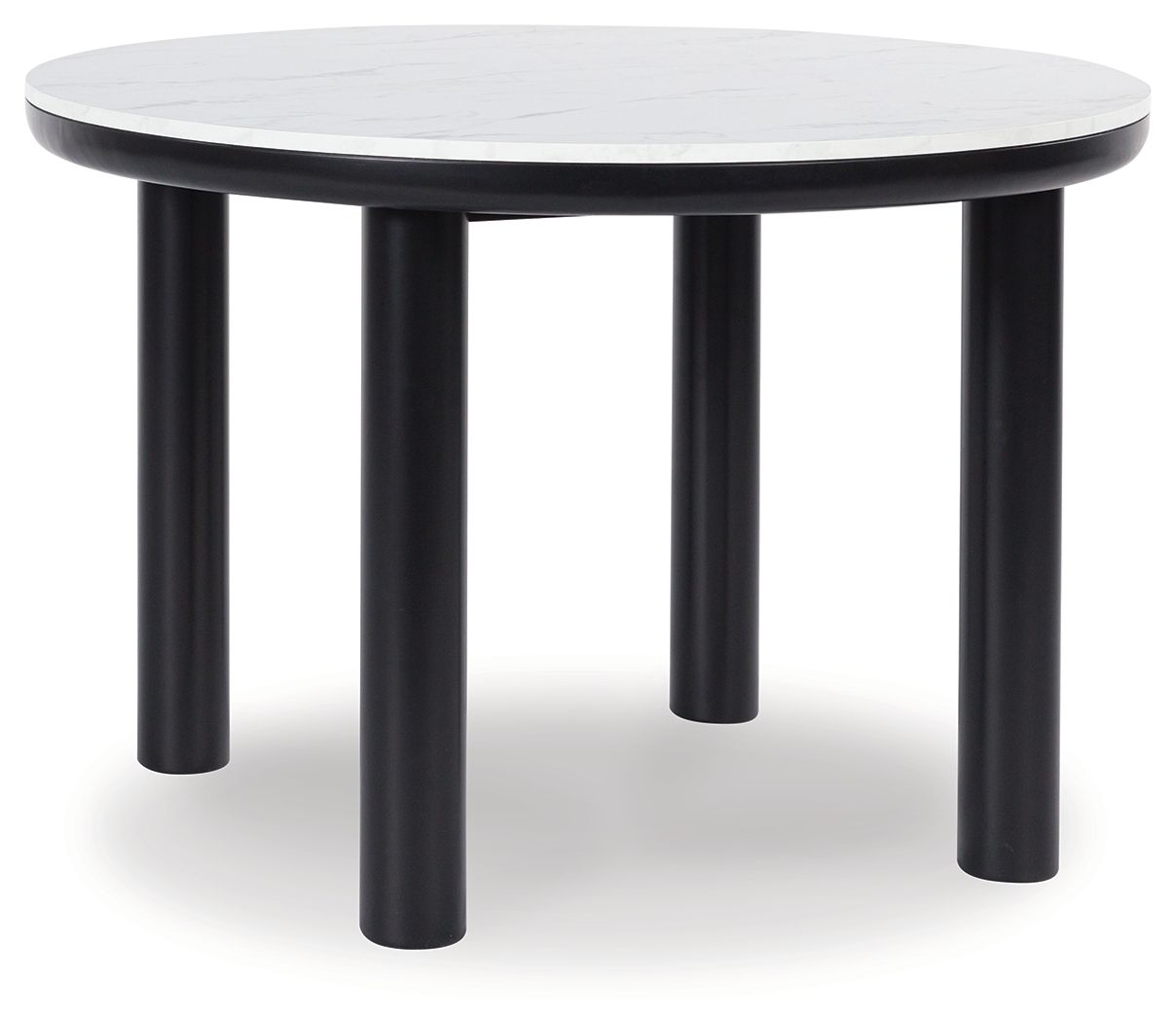Signature Design by Ashley® Xandrum - White / Black - 5 Pc. - Round Dining Room Table, 4 Side Chairs | Meri Furniture