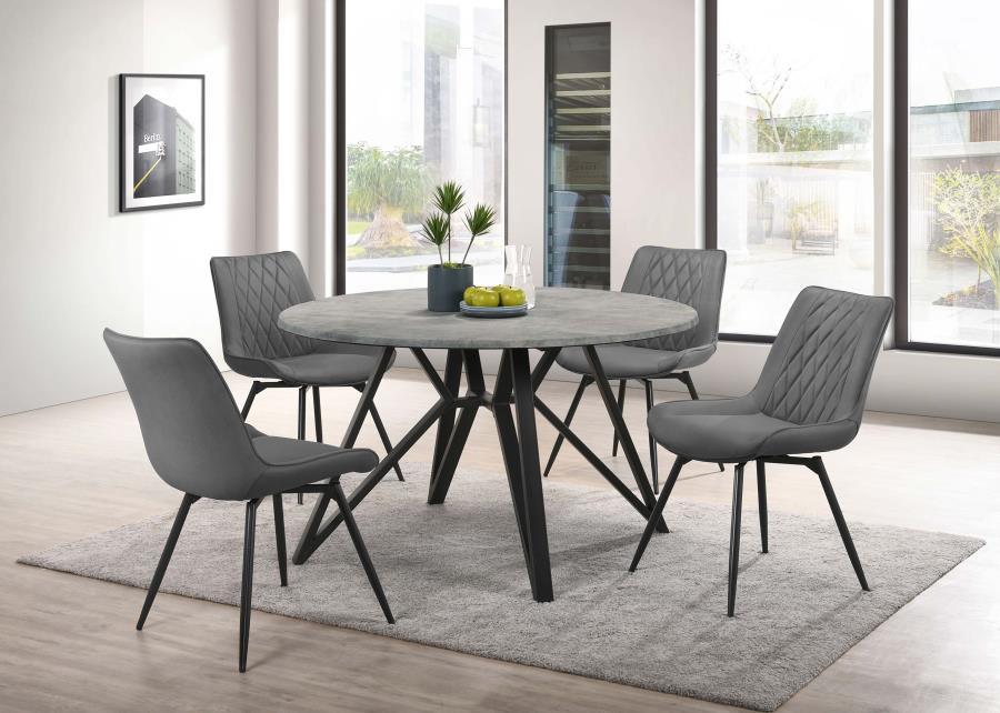 Coaster Fine Furniture Neil - 5 Piece Round Dining Table Set Concrete - Gunmetal | Meri Furniture