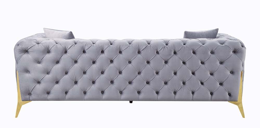 ACME Jelanea - Sofa - Gray Velvet & Gold Finish | Meri Furniture