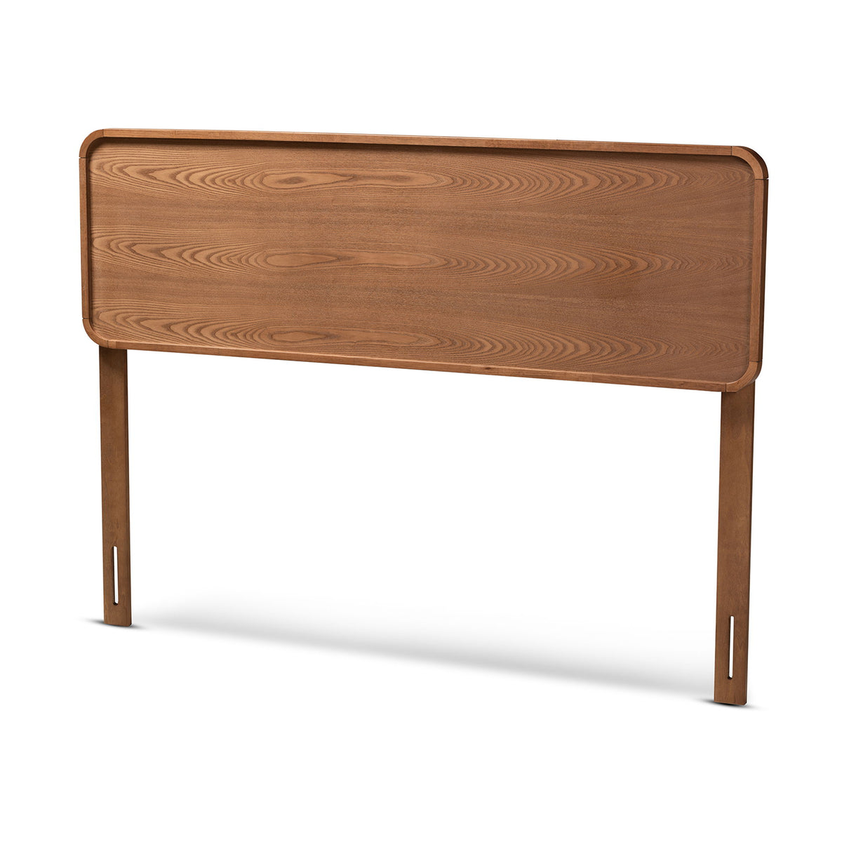 Mailene Mid-Century Modern Walnut Brown Finished Wood King Size Headboard