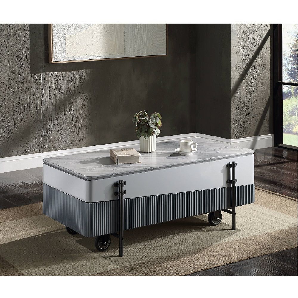 ACME Wilkins - Coffee Table With Lift Top - Gray & White High | Meri Furniture