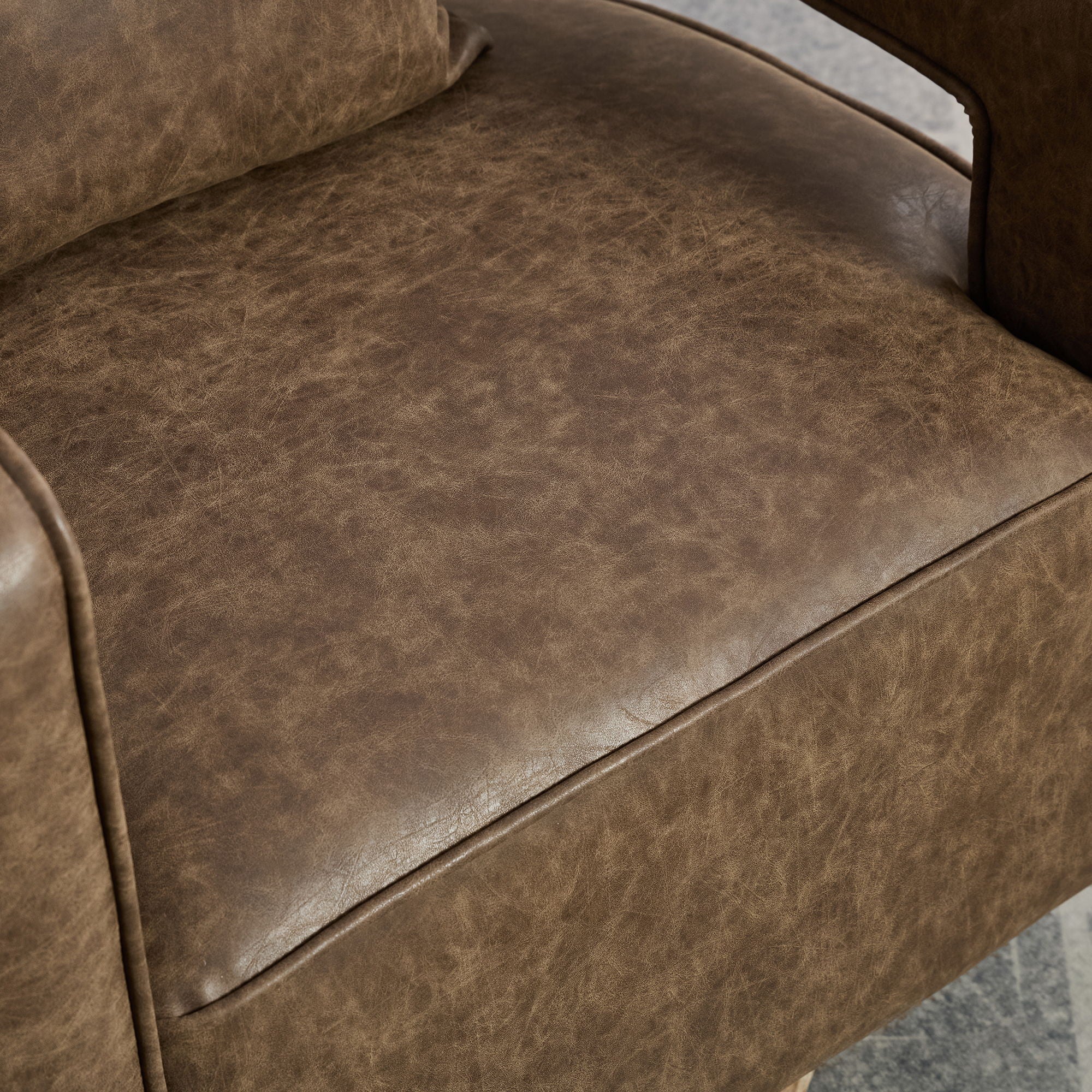 Swivel Accent Open Back Barrel Chair With Weathered Base