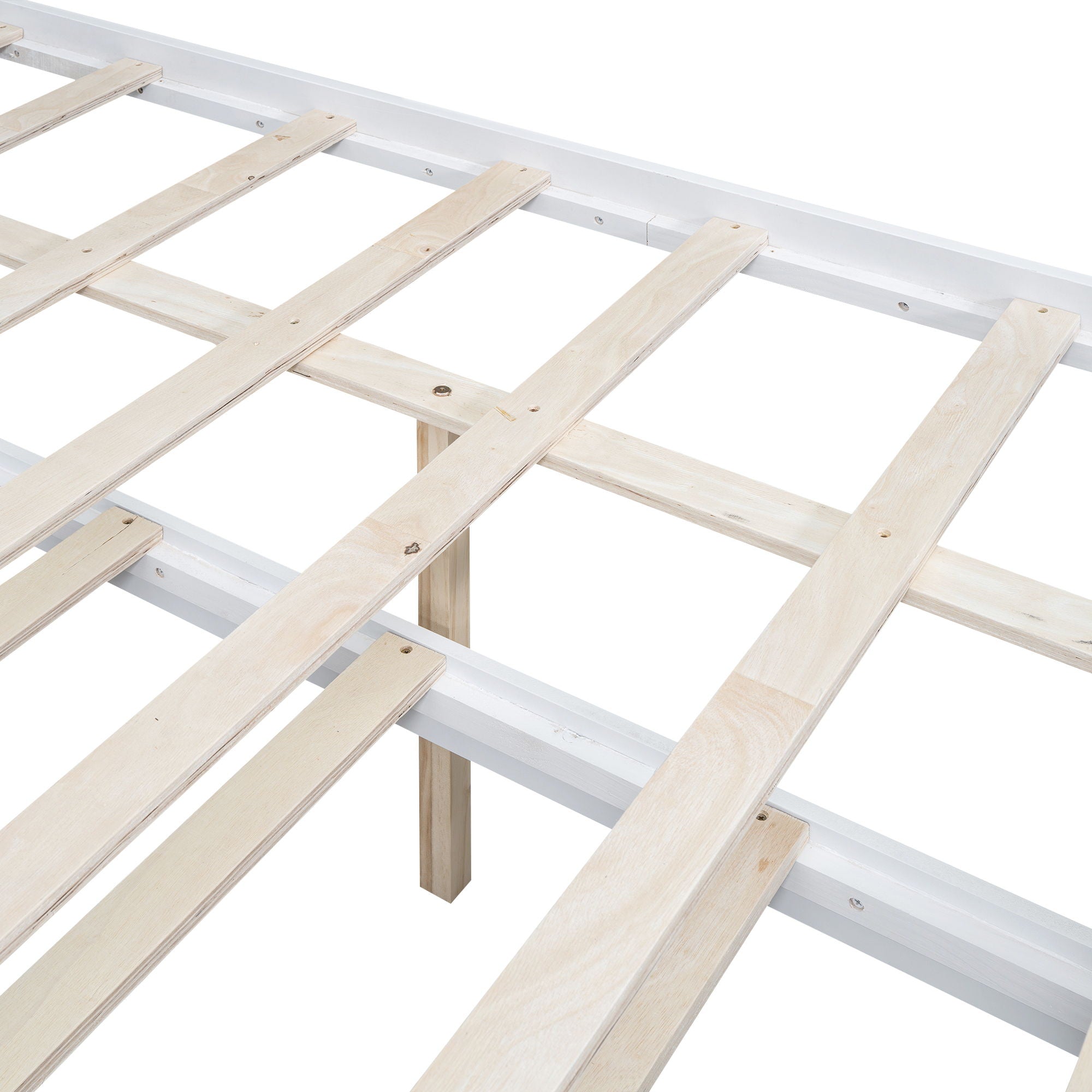 Full Size Platform Bed With Storage LED Headboard, Twin Trundle And 3 Drawers - White