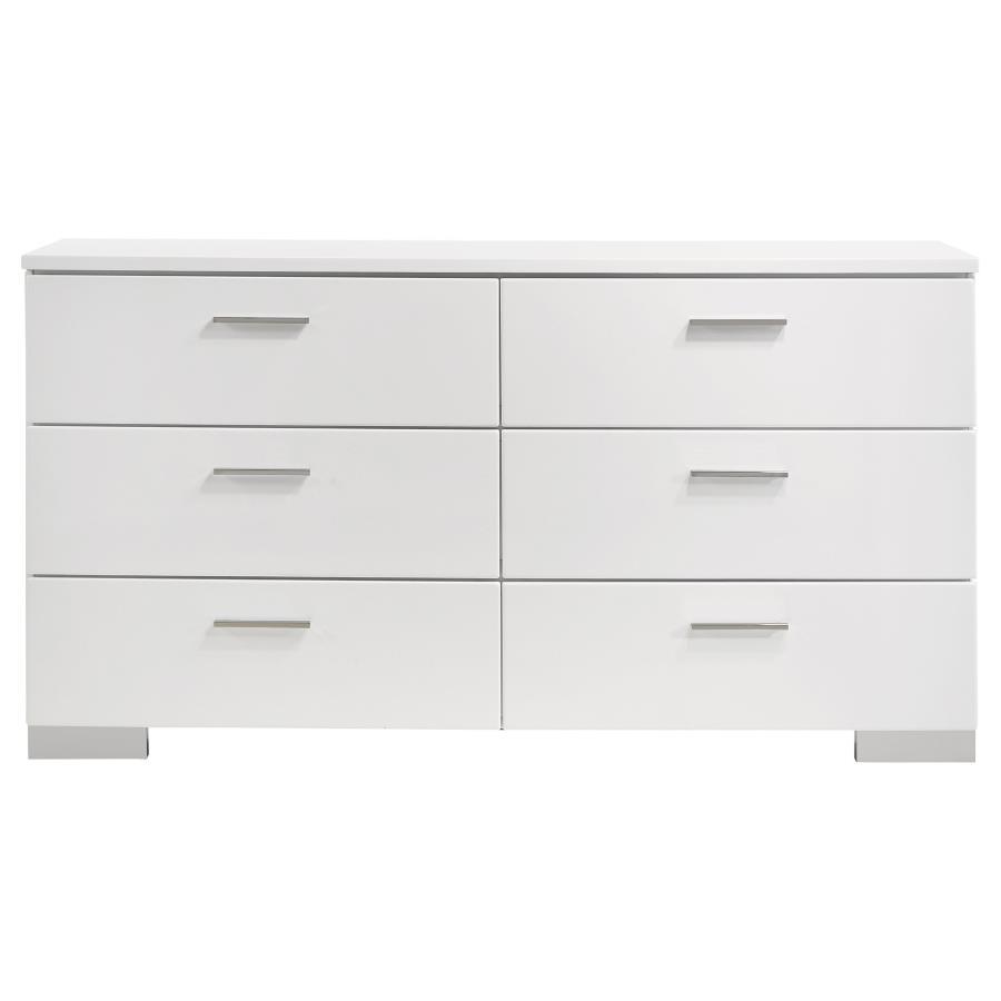 Coaster Fine Furniture Felicity - 6-Drawer Dresser - White High Gloss | Meri Furniture