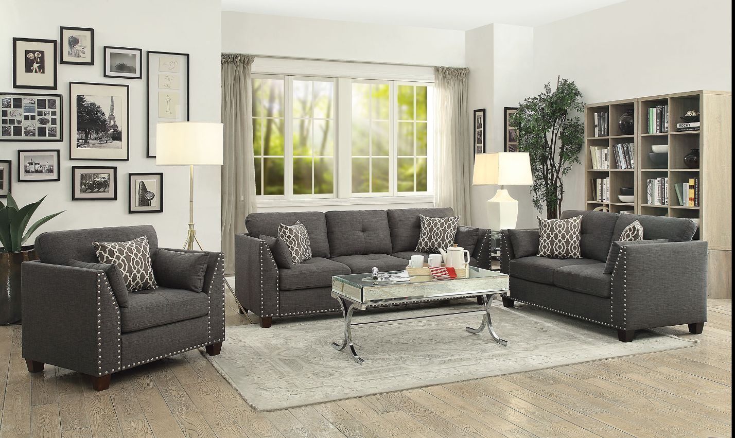 ACME Laurissa - Sofa - Light Charcoal Linen | Meri Furniture
