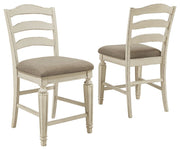 Ashley Furniture Realyn - Chipped White - Upholstered Barstool (Set of 2) | Meri Furniture