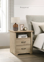 Elara 22"W Light Oak Finish 2-Drawer Nightstand Bedside Table with USB Charging  Ports