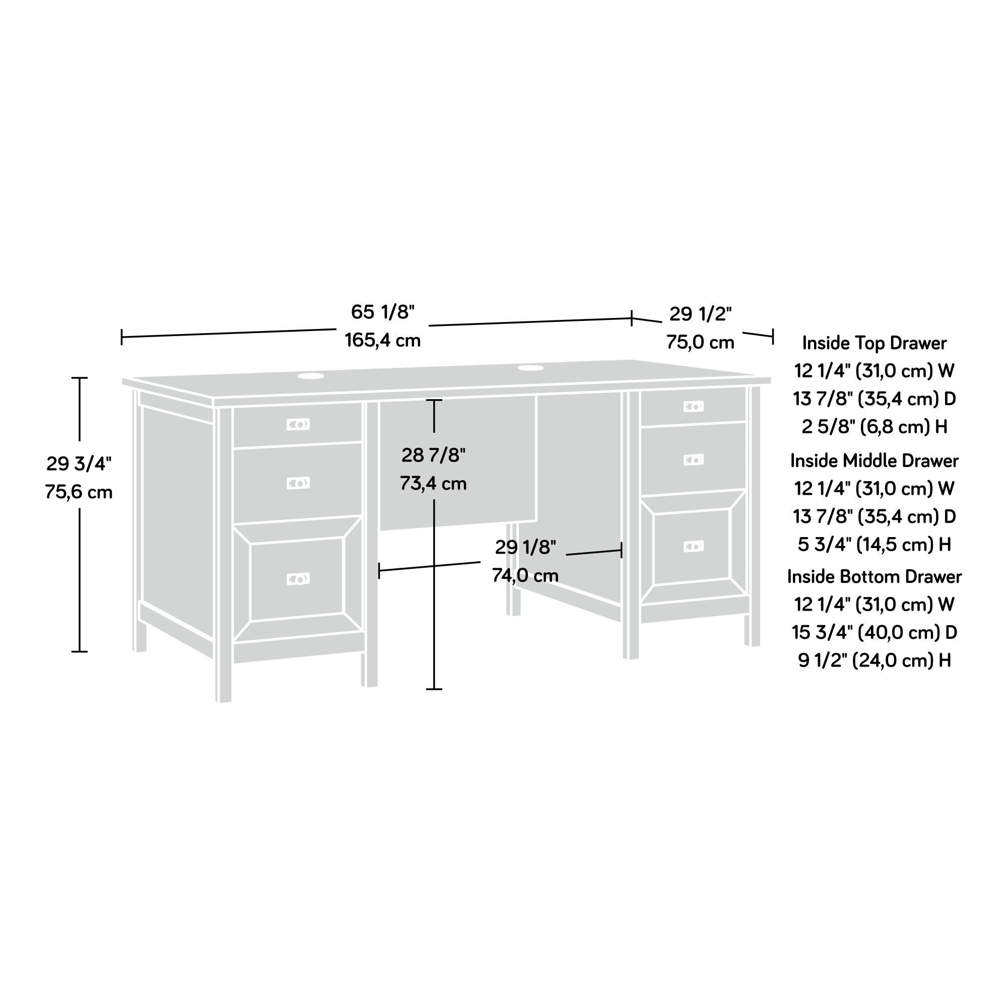 White Executive Pedestal Desk with Drawers