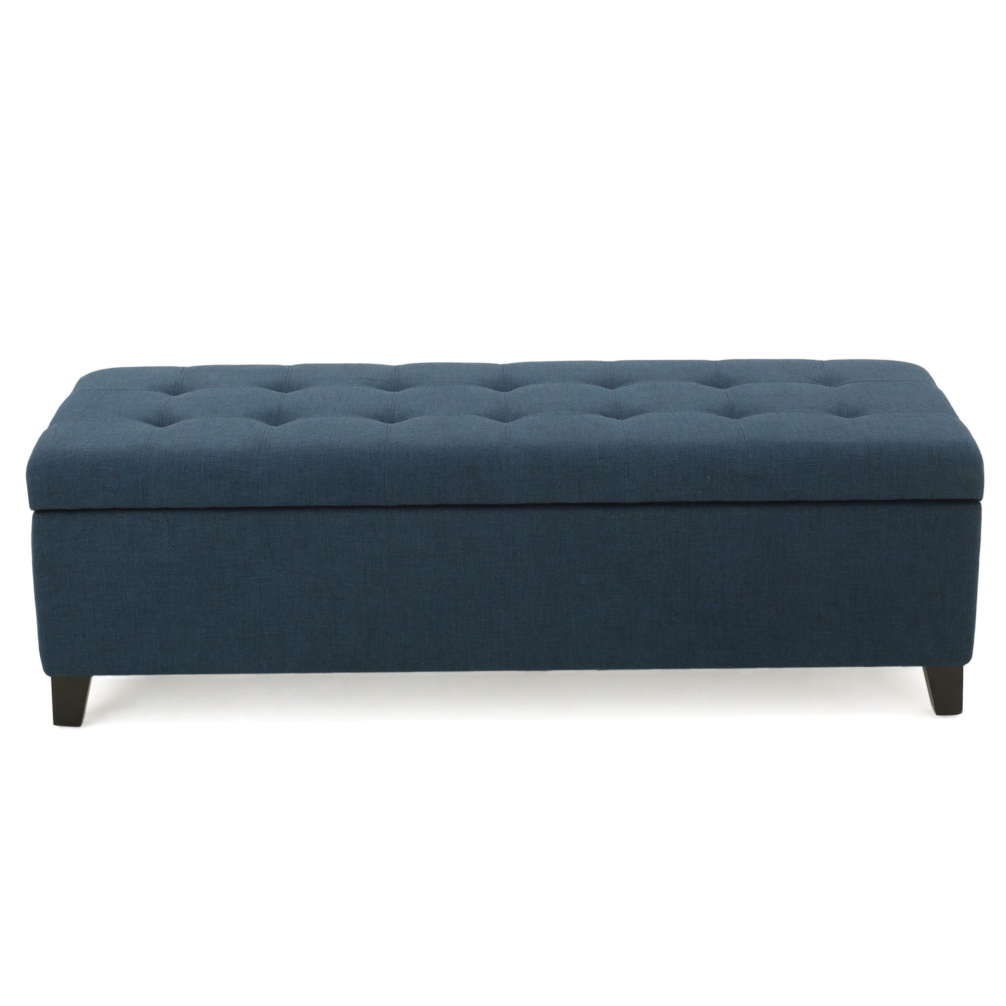 Nebulous - Fabric Upholstered Ottoman With Storage And Diamond Tufted Seat - Navy Blue