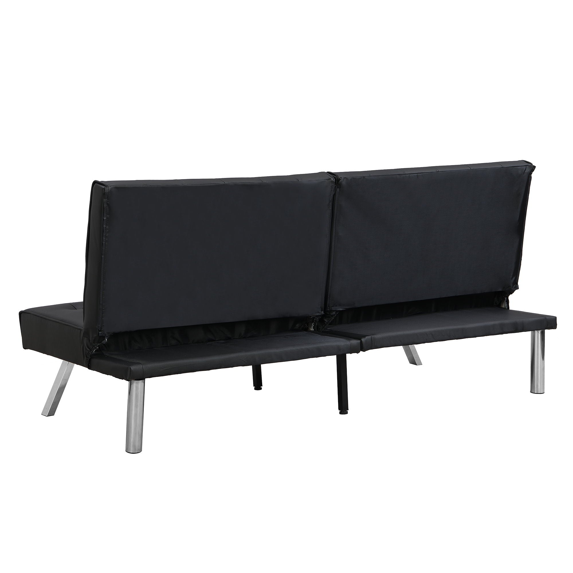 Contemporary Wood Frame Sofa Bed With Stainless Legs - Black