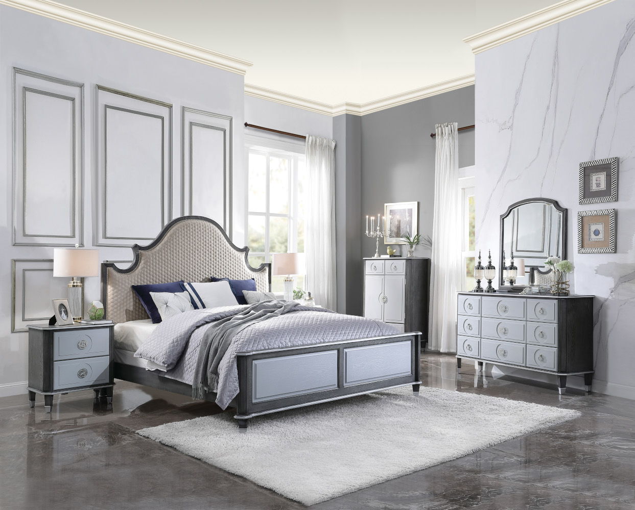 House Beatrice - Nightstand - Charcoal & Light Gray