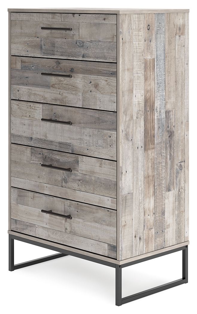 Signature Design by Ashley® Neilsville - Whitewash - Five Drawer Chest | Meri Furniture