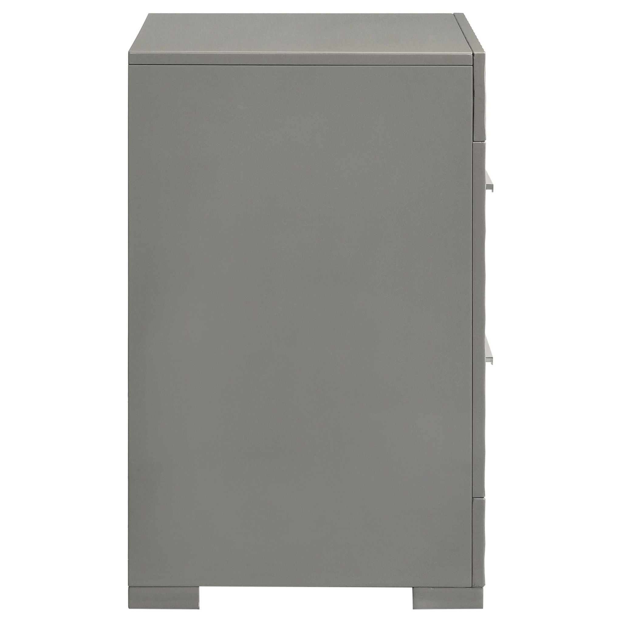 Ives 2-drawer Nightstand Bedside Table Grey High Gloss
