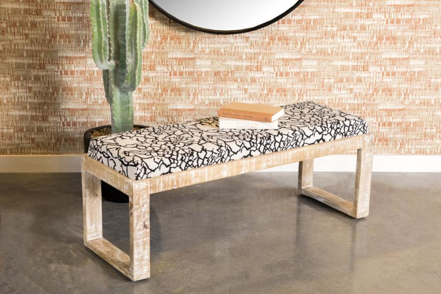 Coaster Fine Furniture Aiden - Fabric Upholstered Accent Bench - Distressed White | Meri Furniture