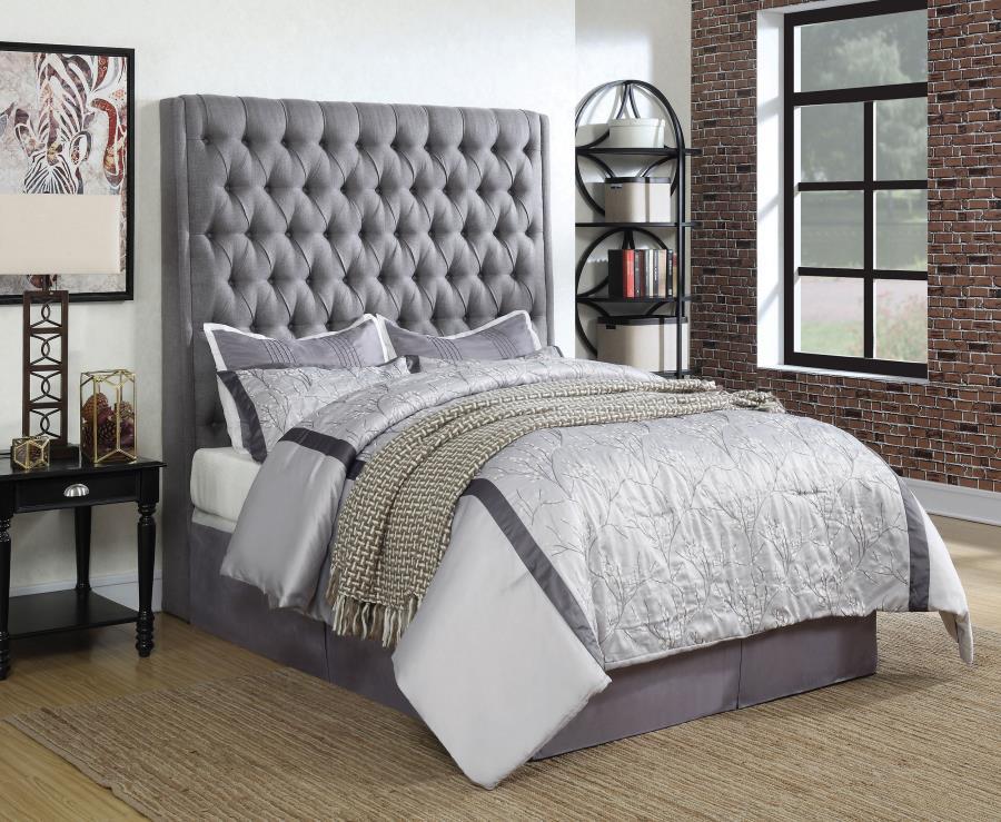 Camille - Upholstered Eastern King Panel Headboard - Gray