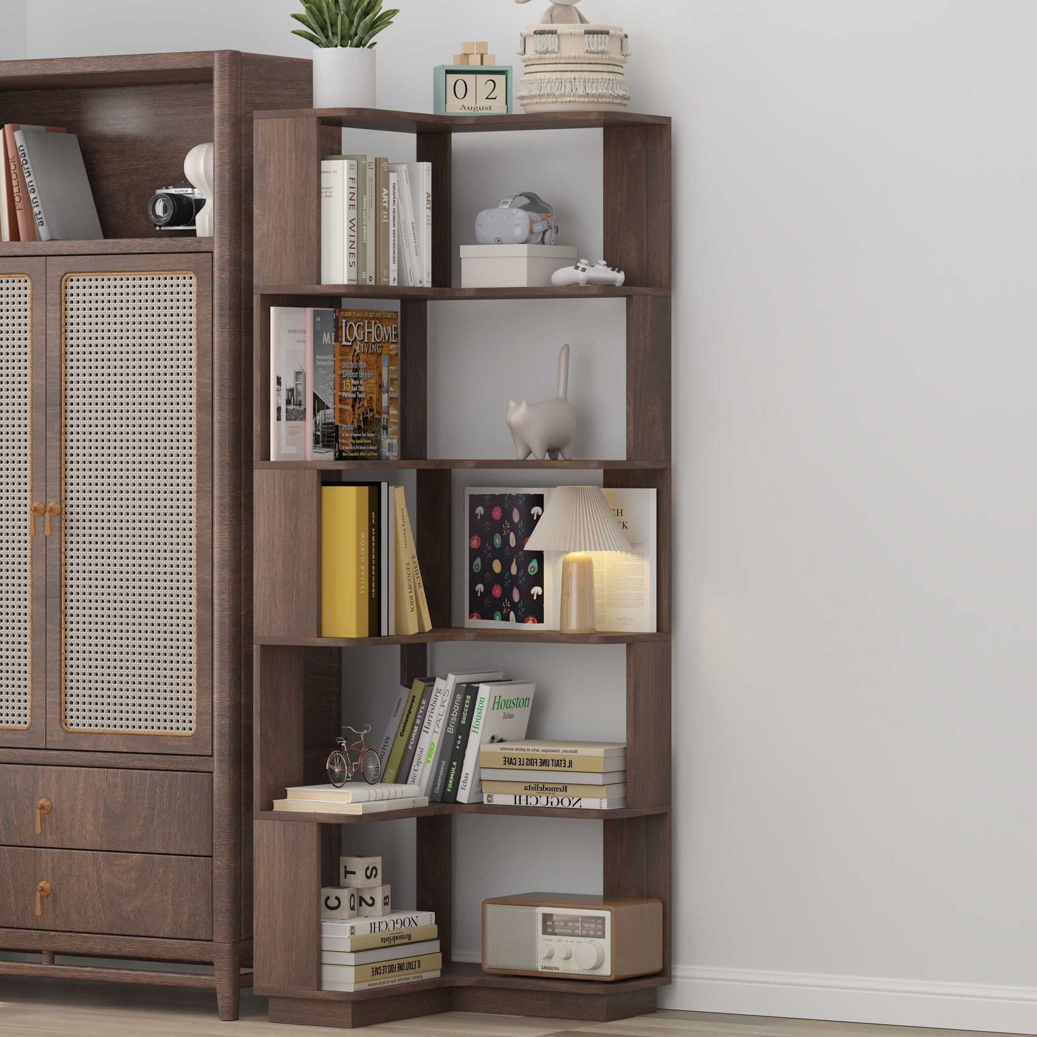 L-Shaped Design Corner Bookshelf
