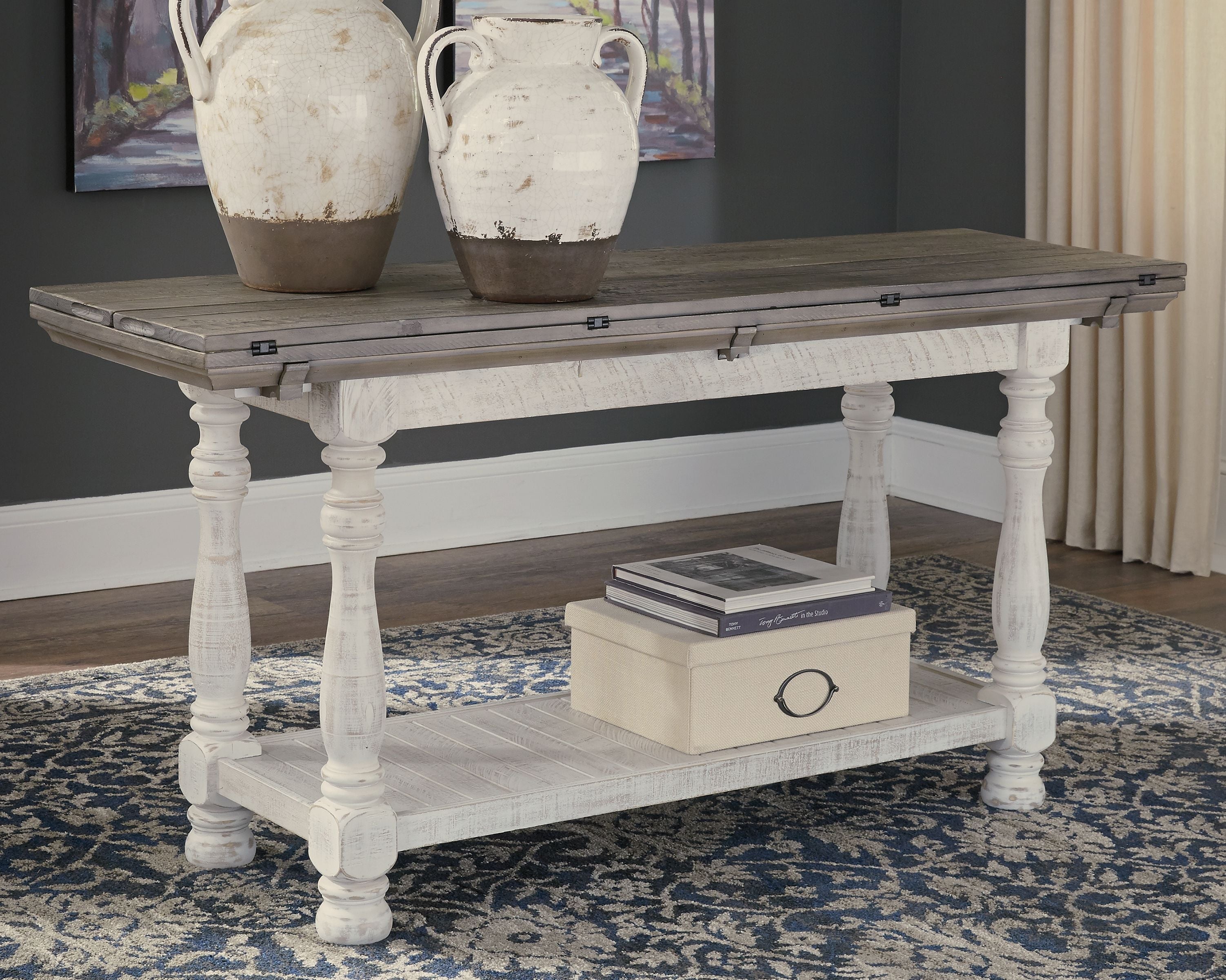 Ashley Furniture Havalance - Gray / White - Flip Top Sofa Table | Meri Furniture