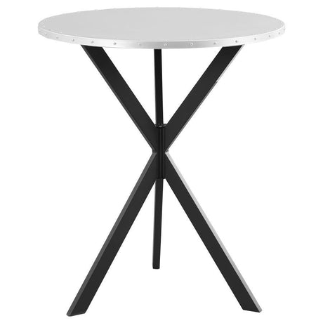 Coaster Fine Furniture Kenzo - Round Galvanized Steel Bistro Bar Table - Silver | Meri Furniture