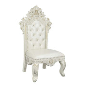 ACME Adara - Side Chair (Set of 2) - White PU & Antique White Finish | Meri Furniture