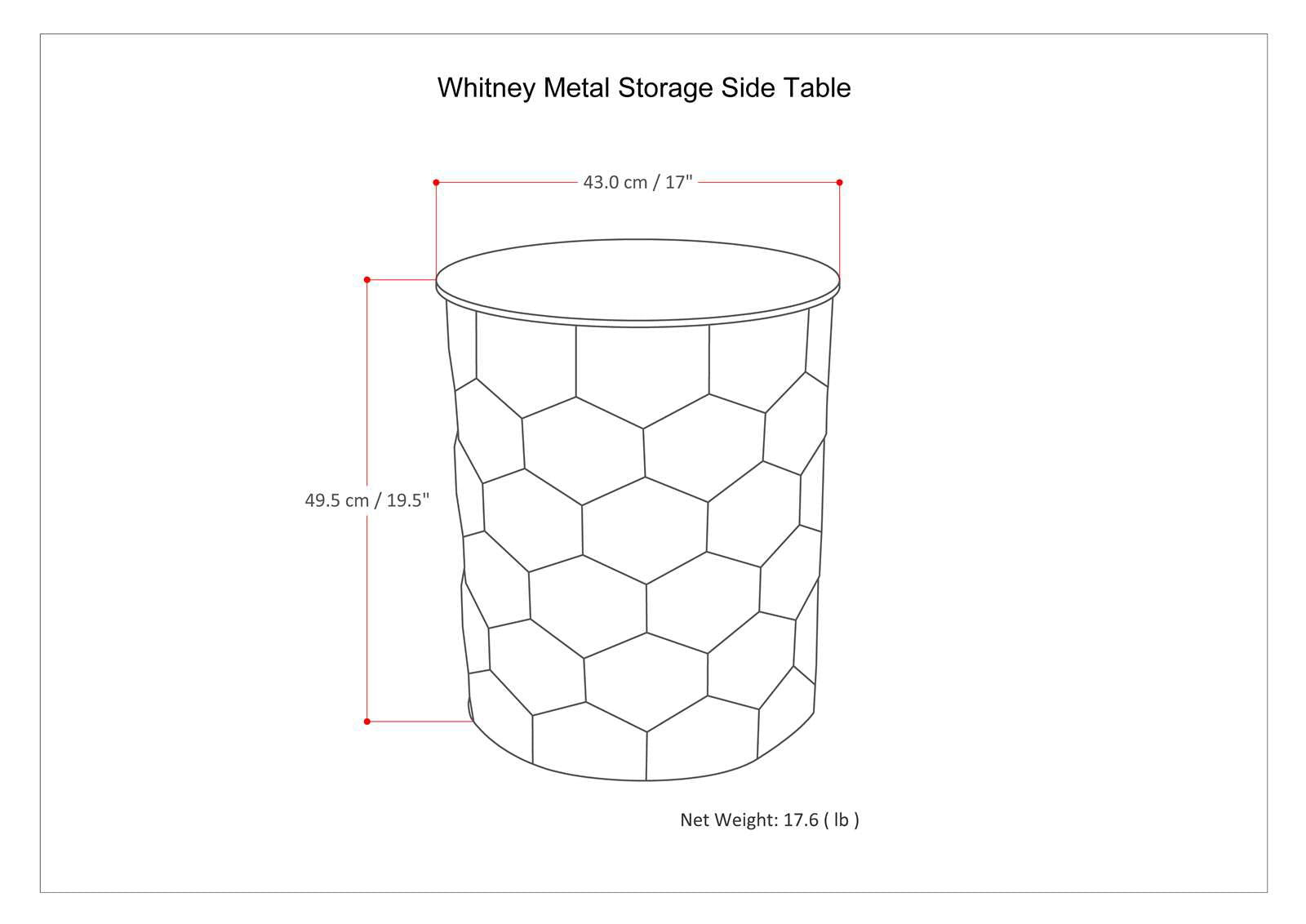 Whitney - Handcrafted Metal Storage Table