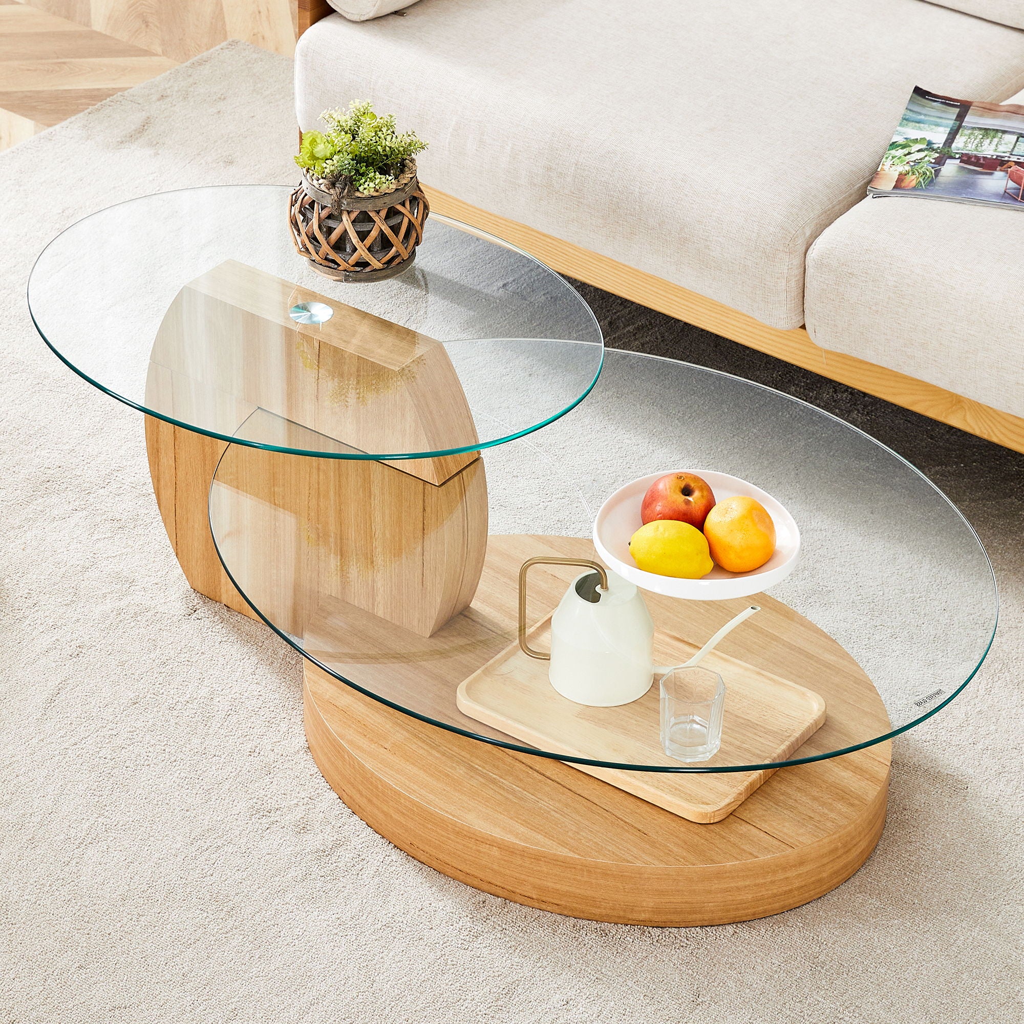 Contemporary Artistic Double Layer Coffee Table