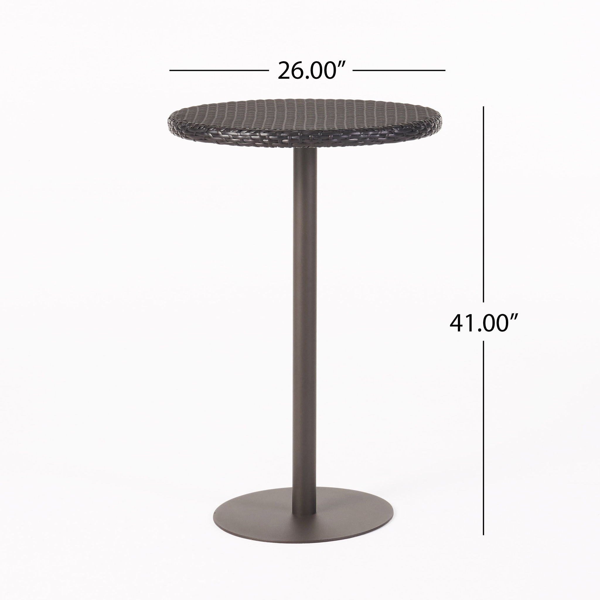 Outdoor Round Rattan Bar Table With Iron Frame - Multi Brown