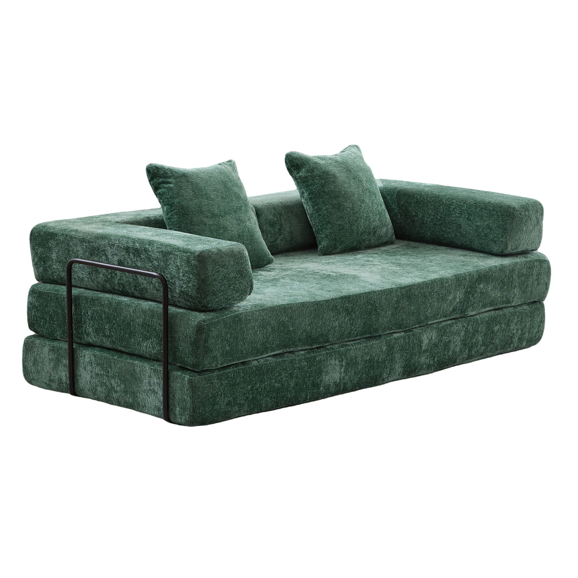 Convertible Floor Sofa Bed With Pillow Back Support Armrest