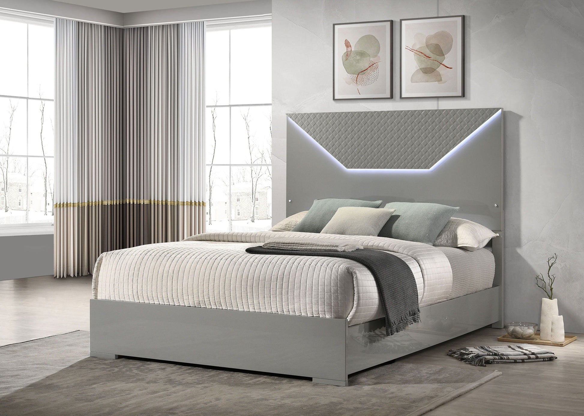 Coaster Fine Furniture Ives - Panel Bed LED Headboard | Meri Furniture