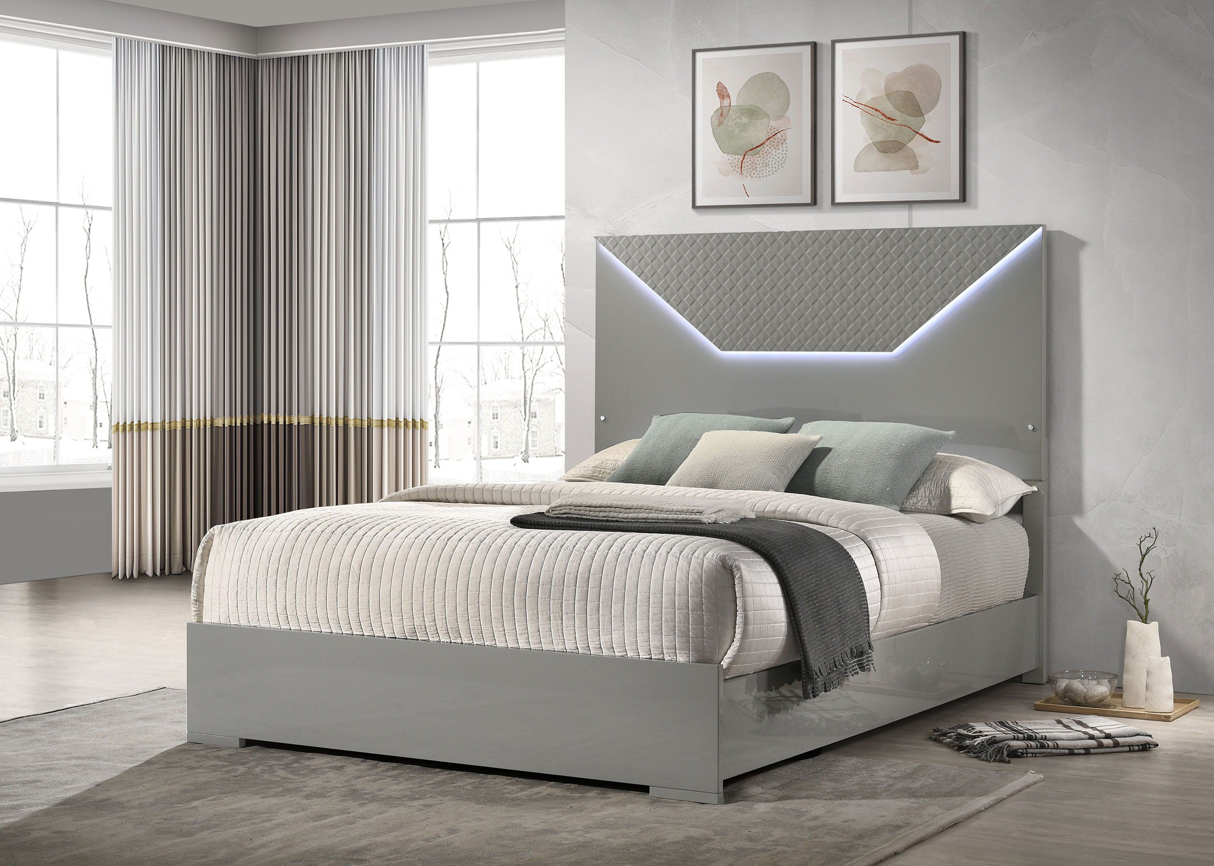 Coaster Fine Furniture Ives - Panel Bed LED Headboard | Meri Furniture