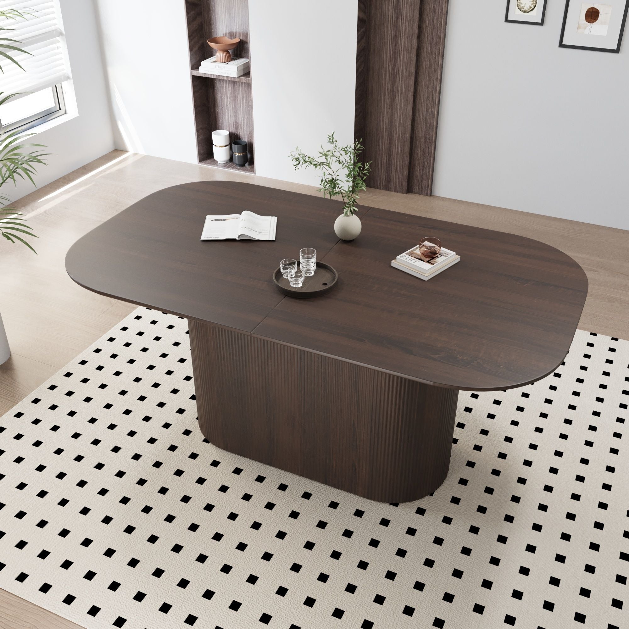 Modern Dining Table With Vertical Striped Legs