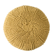Yuny - Knitted Cotton Round Pouf With Modern Design - Yellow