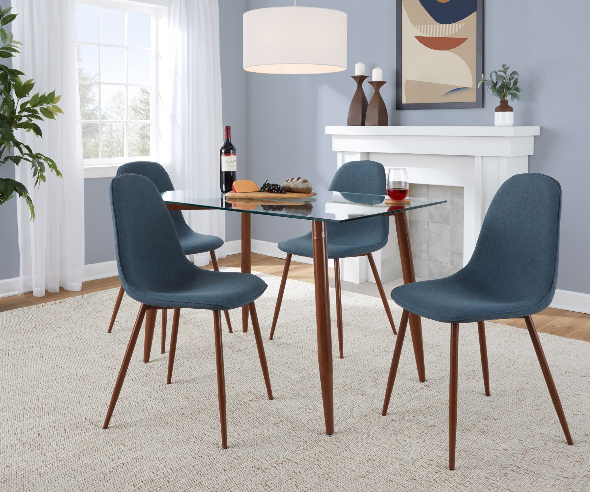 Clara Pebble - 5 Piece Mid-Century Modern Dining Set