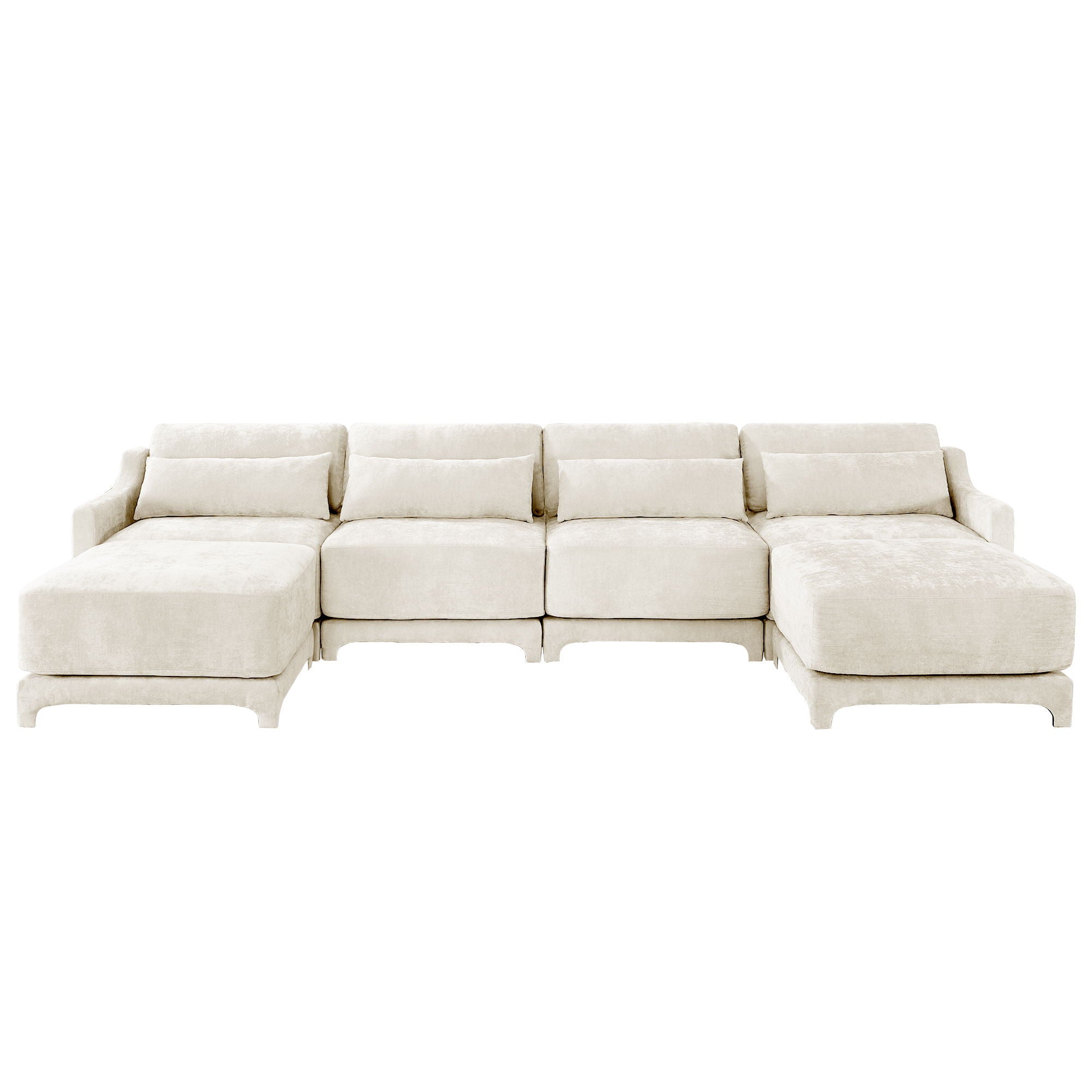 Stylish Sofa With Ottoman And Lumbar Pillows, Ergonomic Design