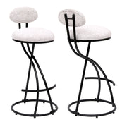 Round Print Bar Stools Upholstered Chairs For Kitchen (Set of 2)