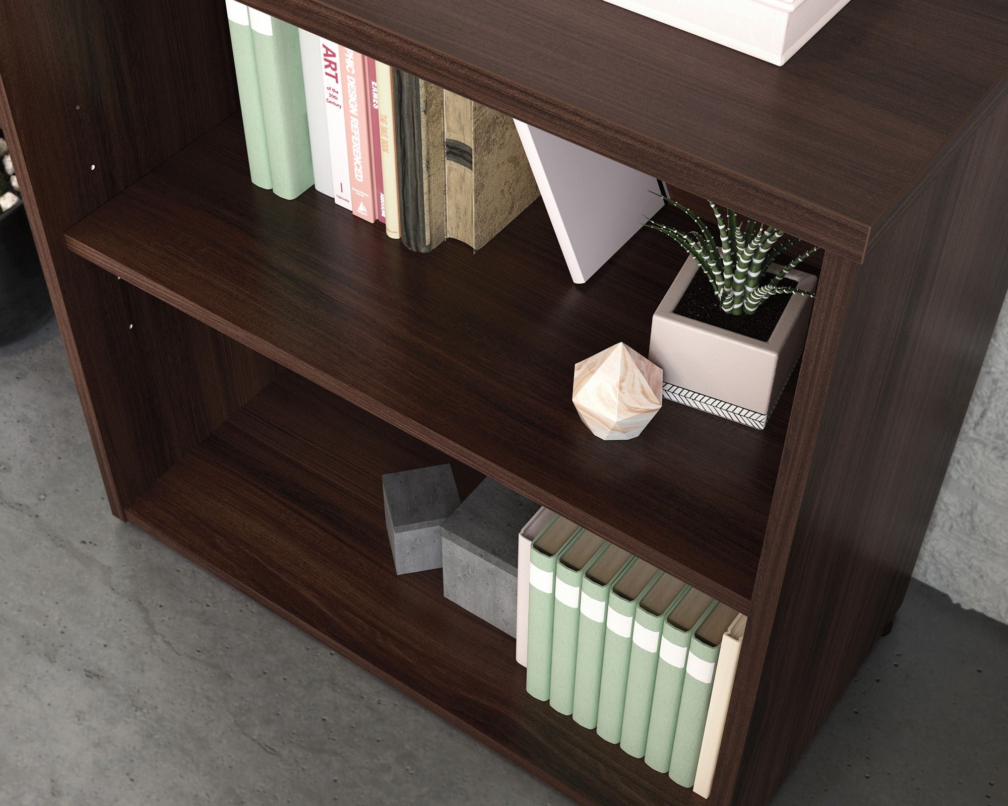 2-Shelf Commercial Bookcase in Noble Elm