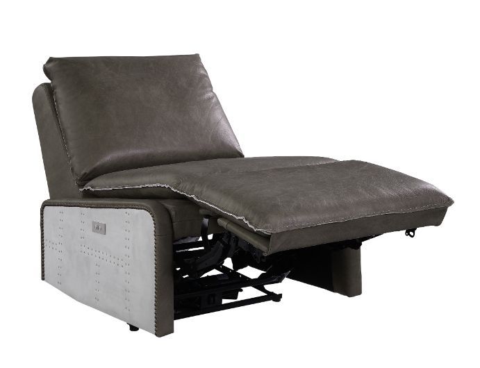 ACME Metier - Recliner - Gray Top Grain Leather & Aluminum | Meri Furniture