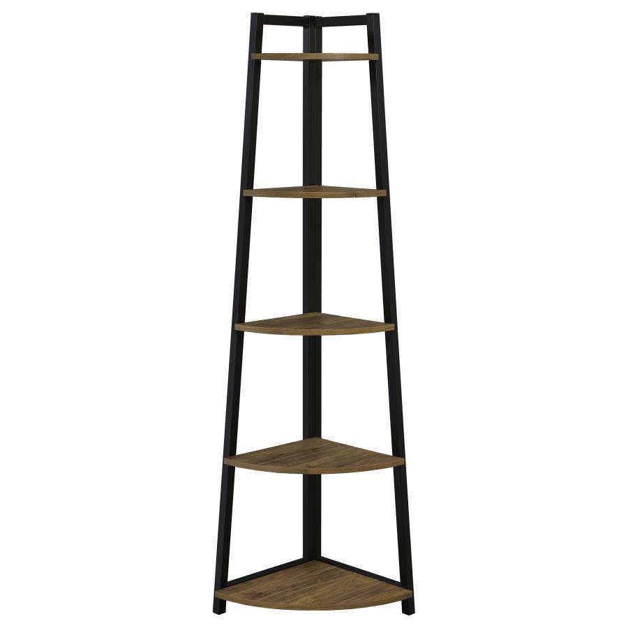 Coaster Fine Furniture Jacksonville - 5-Shelf Bookshelf - Black And Aged Walnut | Meri Furniture