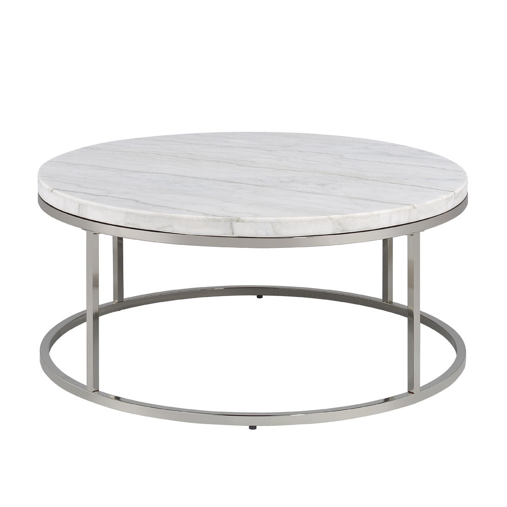 ACME Zaidee - Coffee Table With Marble - Nickel | Meri Furniture