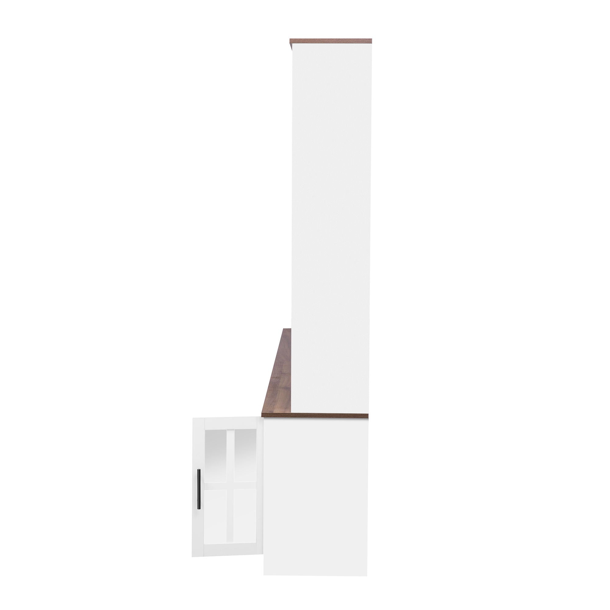 Wall Unit Entertainment Center With Bookshelves For TVs Up To 80", Tempered Glass Doors And Adjustable Shelves