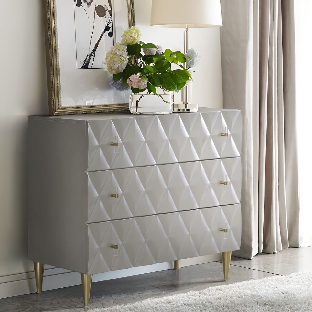 ACME Anson - Console Cabinet - Metallic Silver Champagne | Meri Furniture