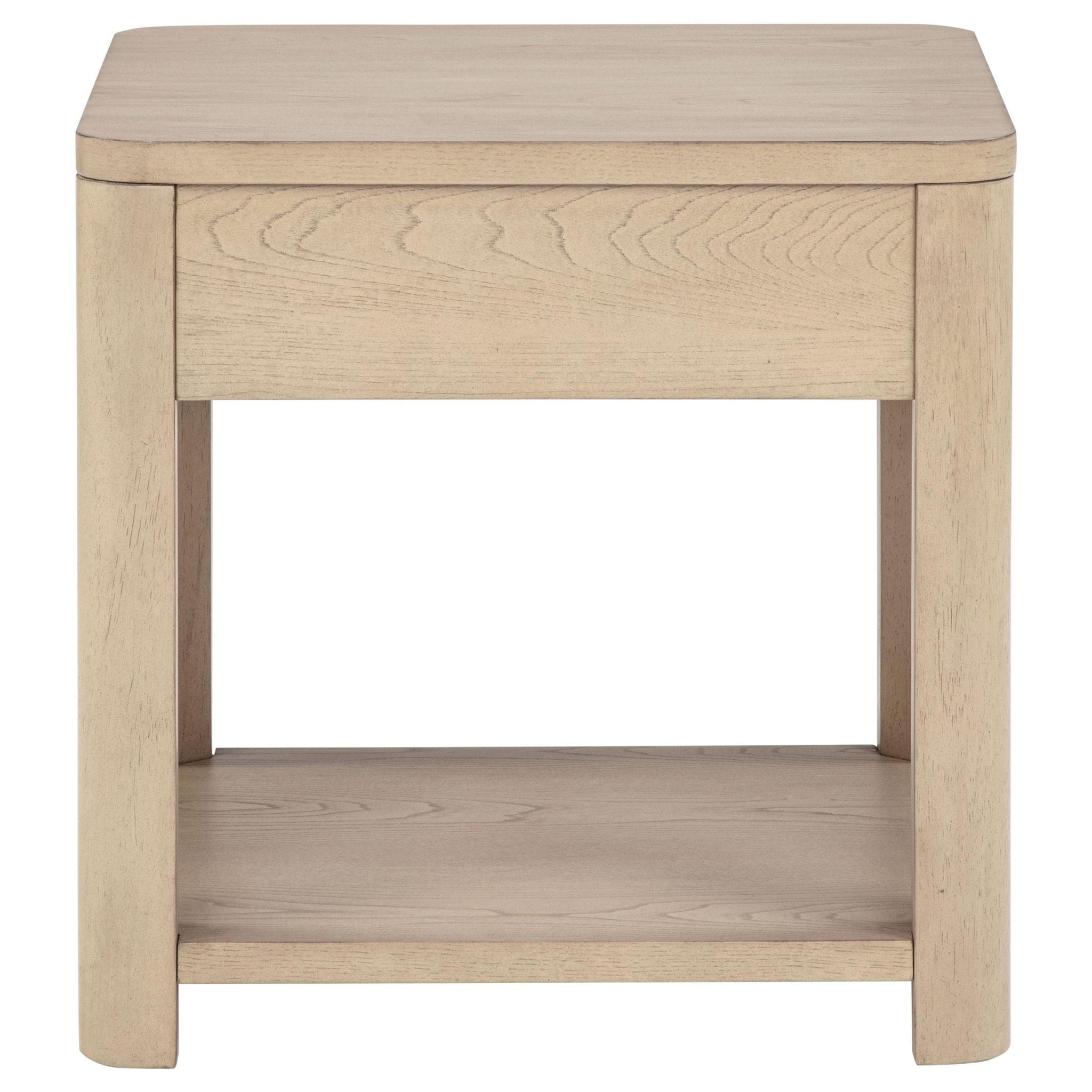 Marcelo Wood End Table with Drawer and Shelf Light Elm