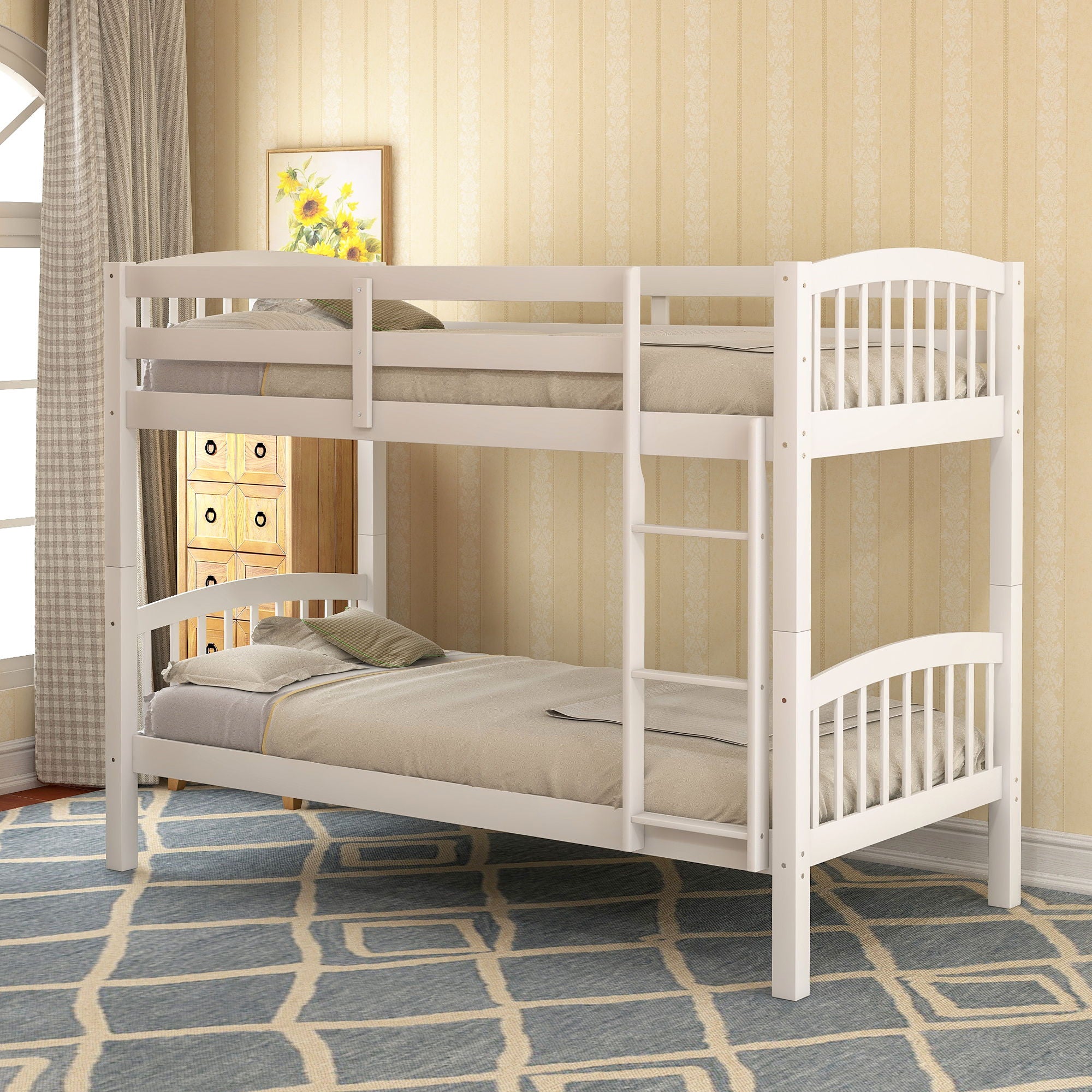Solid Construction Bunk Bed With Ladder