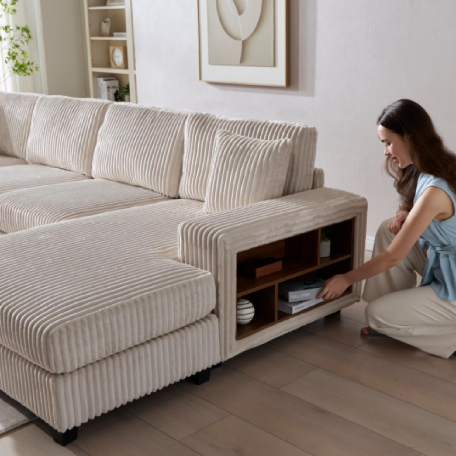 U-Shaped Convertible Sofa, 4 Seater Large Living Room Lounge