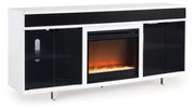 Signature Design by Ashley® Gardoni - White / Black - 72" TV Stand With Electric Fireplace | Meri Furniture