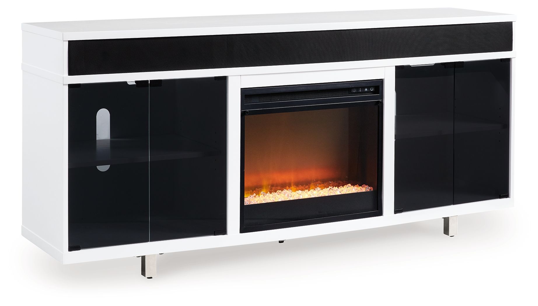 Signature Design by Ashley® Gardoni - White / Black - 72" TV Stand With Electric Fireplace | Meri Furniture