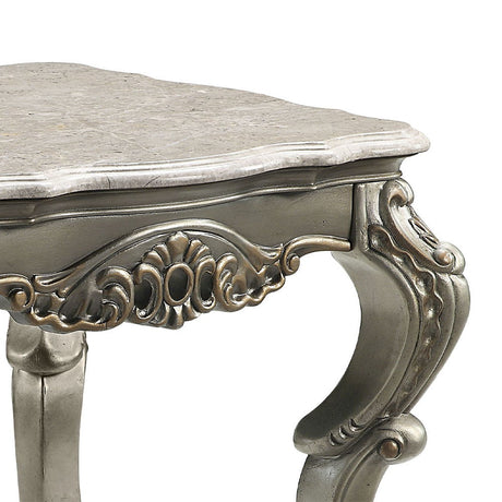 ACME Miliani - End Table With Marble Top - Natural Antique Bronze | Meri Furniture