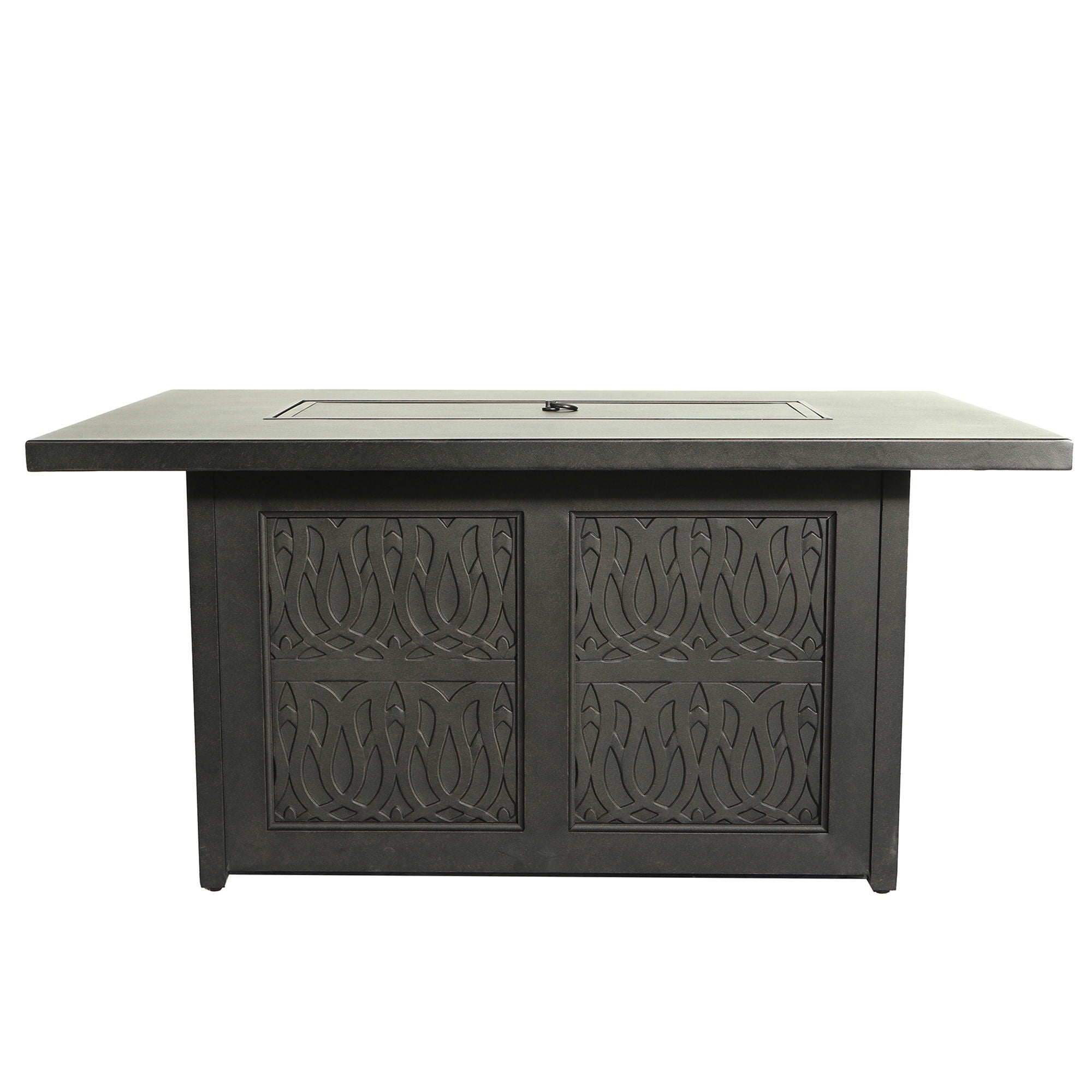 Aluminum Rectangle Fire Table With Fire Glass And Cover - Antique Bronze