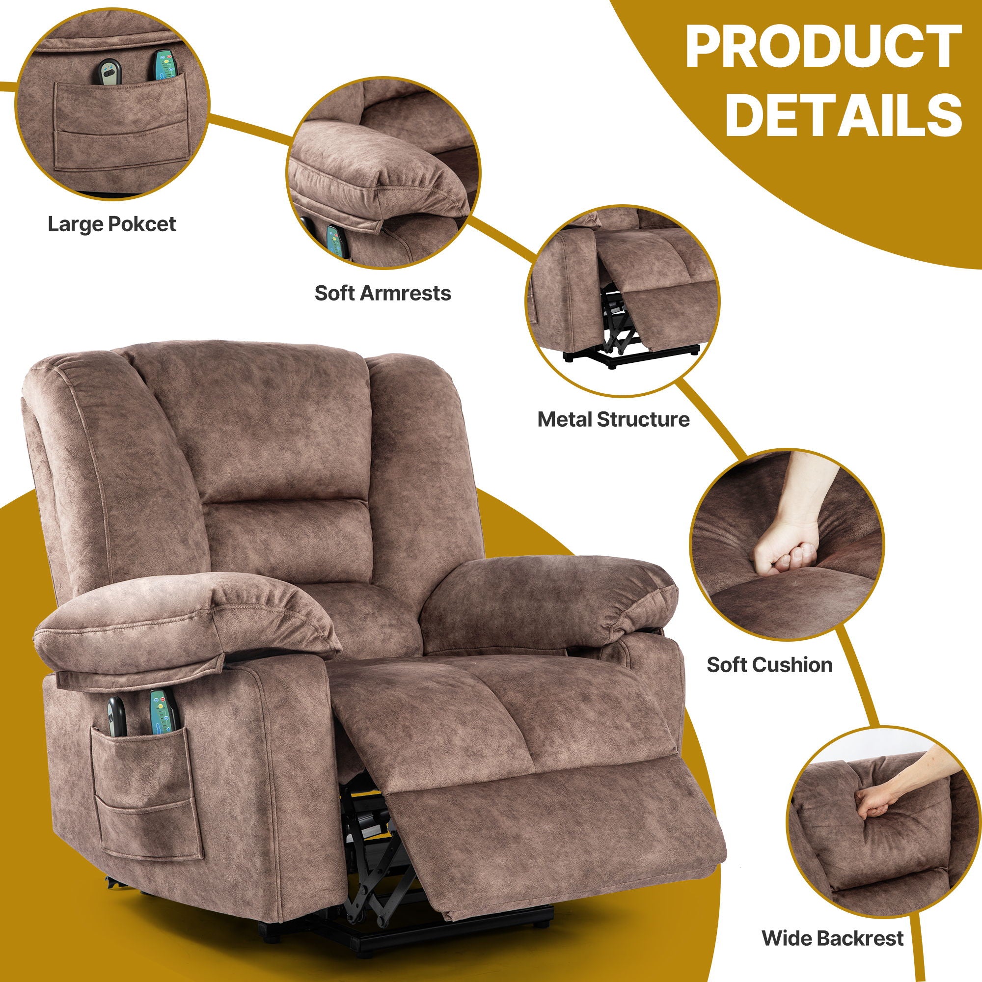 Power Lift Recliner Chair Sofa With Massage